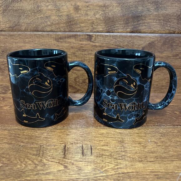 SEA WORLD Shamu Killer Whale Mug Set 12oz - Picture 1 of 5